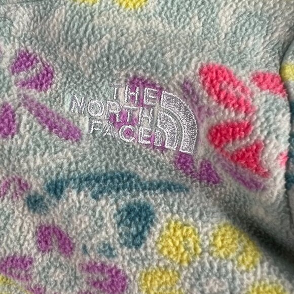 The North Face Sweatshirt Kids Girls 4 Green Floral Faded Fleece Full Zip Hoodie - Picture 5 of 15